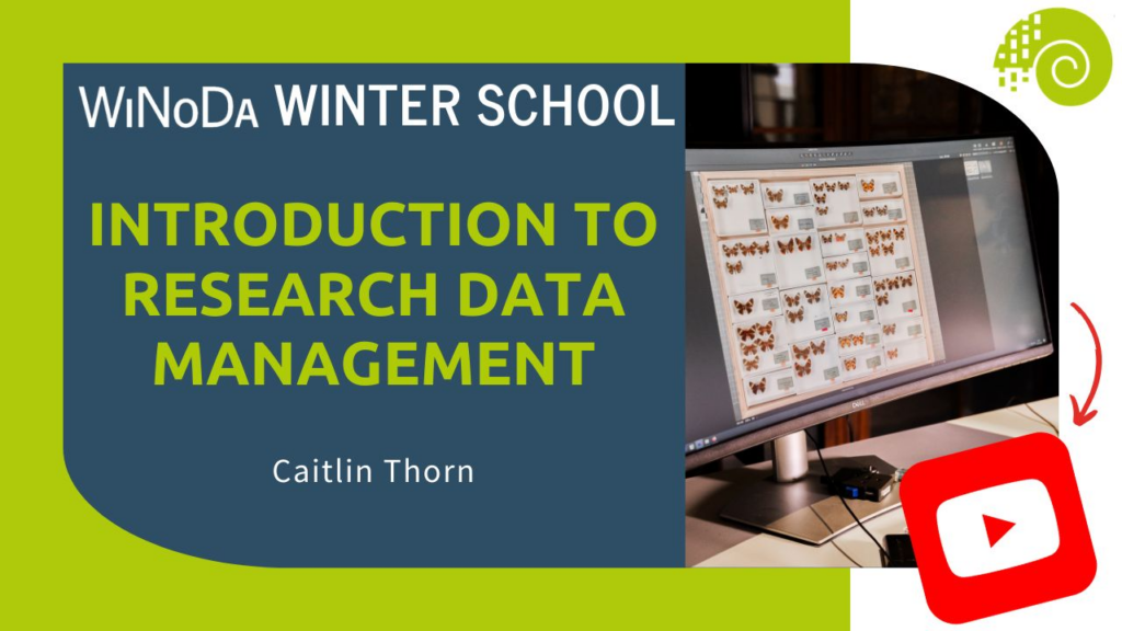 Teaser für die Ankündigung des neuen Videos "WiNoDa Winter School: Introduction to Resesarch Data Management" mit Caitlin Thorn